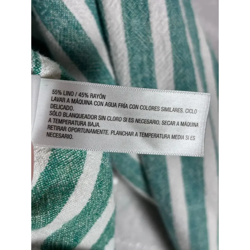 Universal Thread XXL Linen Blend Striped Button Down Shirt Green White Relaxed - Picture 10 of 10